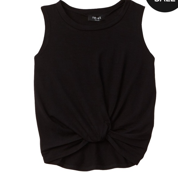 Terez Little Girls Twist Front Tank in Black - Picture 1 of 4